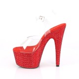 Rouge 18 cm BEJEWELED-708DM chaussures  talons plateforme strass