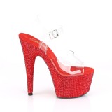 Rouge 18 cm BEJEWELED-708DM chaussures à talons plateforme strass