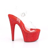 Rouge 18 cm BEJEWELED-708DM chaussures  talons plateforme strass