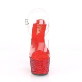 Rouge 18 cm BEJEWELED-708DM chaussures  talons plateforme strass