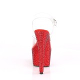 Rouge 18 cm BEJEWELED-708DM chaussures à talons plateforme strass