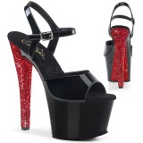 Rouge 18 cm SKY-309CHRS chaussures à talons plateforme strass