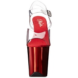 Rouge 20 cm FLAMINGO-808 Chrome Plateforme Talons Hauts