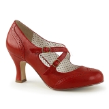 Rouge 7,5 cm retro vintage FLAPPER-35 Pinup escarpins femmes à talons bas