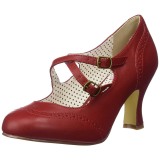 Rouge 7,5 cm retro vintage FLAPPER-35 Pinup escarpins femmes  talons bas