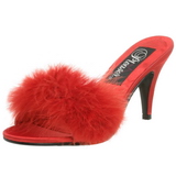 Rouge 8 cm AMOUR-03 plumes de marabout Mules Chaussures