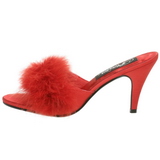 Rouge 8 cm AMOUR-03 plumes de marabout Mules Chaussures