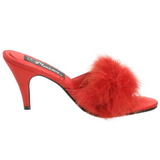 Rouge 8 cm AMOUR-03 plumes de marabout Mules Chaussures
