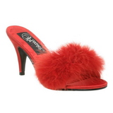 Rouge 8 cm AMOUR-03 plumes de marabout Mules Chaussures