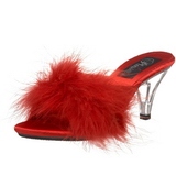 Rouge 8 cm BELLE-301F plumes de marabout Mules Chaussures