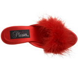 Rouge 8 cm BELLE-301F plumes de marabout Mules Chaussures