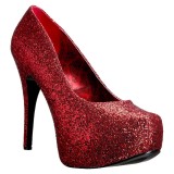 Rouge Glitter 14,5 cm Burlesque TEEZE-06GW pieds larges escarpins pour homme