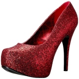 Rouge Glitter 14,5 cm Burlesque TEEZE-06GW pieds larges escarpins pour homme