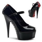 Rouge Noir 15,5 cm DELIGHT-687FH Mary Jane Escarpins Chaussures