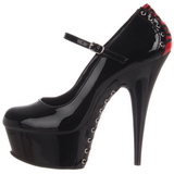 Rouge Noir 15,5 cm DELIGHT-687FH Mary Jane Escarpins Chaussures