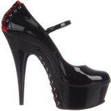 Rouge Noir 15,5 cm DELIGHT-687FH Mary Jane Escarpins Chaussures
