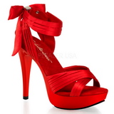 Rouge Satin 13 cm COCKTAIL-568 Sandales Talons Hauts