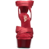 Rouge Satin 15 cm DELIGHT-668 Sandales de Soirée a Talon