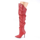 Rouge Similicuir 10 cm CLASSIQUE-3011 Bottes Cuissardes Talons Hauts