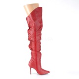 Rouge Similicuir 10 cm CLASSIQUE-3011 Bottes Cuissardes Talons Hauts