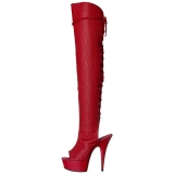 Rouge Similicuir 15 cm DELIGHT-3019 Cuissardes Bottes Plateforme