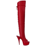 Rouge Similicuir 15 cm DELIGHT-3019 Cuissardes Bottes Plateforme