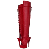 Rouge Similicuir 15 cm DELIGHT-3019 Cuissardes Bottes Plateforme