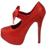 Rouge Strass 14,5 cm Burlesque TEEZE-04R Talons Aiguilles Escarpins