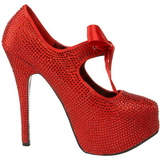 Rouge Strass 14,5 cm Burlesque TEEZE-04R Talons Aiguilles Escarpins