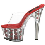 Rouge Transparent 18 cm ADORE-701FL Plateforme Mules Hautes