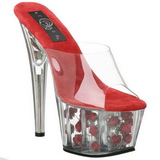 Rouge Transparent 18 cm ADORE-701FL Plateforme Mules Hautes