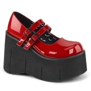 Rouge Vegan 11,5 cm DEMONIA KERA-08 escarpins mary jane plateforme gothic