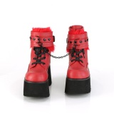 Rouge Vegan 9 cm ASHES-57 bottines à talons épais plateforme lolita
