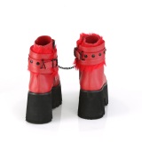 Rouge Vegan 9 cm ASHES-57 bottines à talons épais plateforme lolita