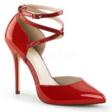 Rouge Verni 13 cm AMUSE-25 Chaussures Escarpins de Soirée