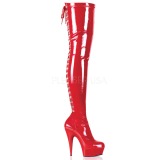 Rouge Verni 15,5 cm DELIGHT-3063 Cuissardes Bottes Plateforme