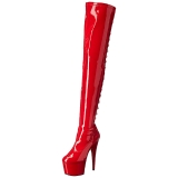Rouge Verni 18 cm ADORE-3063 Plateforme cuissardes et genoux