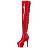 Rouge Verni 18 cm ADORE-3063 Plateforme cuissardes et genoux