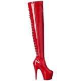 Rouge Verni 18 cm ADORE-3063 Plateforme cuissardes et genoux