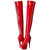 Rouge Verni 18 cm ADORE-3063 Plateforme cuissardes et genoux