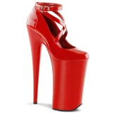 Rouge Verni 25,5 cm BEYOND-087 talons trs hauts - escarpins plateforme extrme