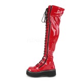 Rouge Verni 5 cm EMILY-375 bottes cuissardes  lacets