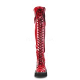 Rouge Verni 5 cm EMILY-375 bottes cuissardes  lacets