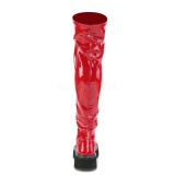Rouge Verni 5 cm EMILY-375 bottes cuissardes  lacets