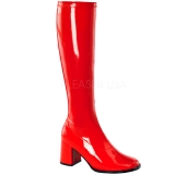 Rouge Verni 7,5 cm GOGO-300 Bottes Femmes pour Hommes