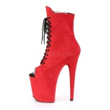 Rouge faux suede 20 cm FLAMINGO-1021FS bottines de pole dance