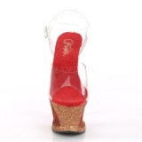 Rouge paillettes 18 cm Pleaser MOON-708OMBRE chaussure à talons de pole dance