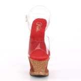 Rouge paillettes 18 cm Pleaser MOON-708OMBRE chaussure  talons de pole dance