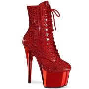 Rouge pierre strass 18 cm ADORE-1020CHRS bottines talons hauts pleaser