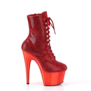 Rouge pierre strass 18 cm ADORE-1020CHRS bottines talons hauts pleaser